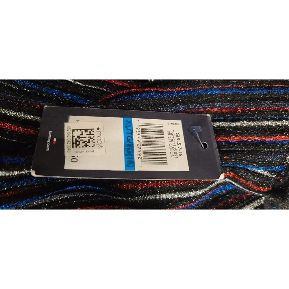 Tommy Hilfiger Girls Multi Color Metallic Sparkly Striped Dress Size XL (16) NWT